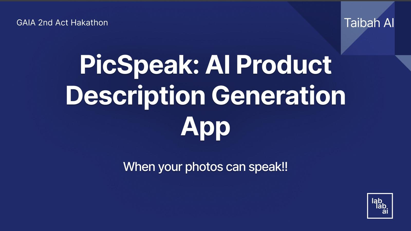 PicSpeak AI Product Description Generation App
